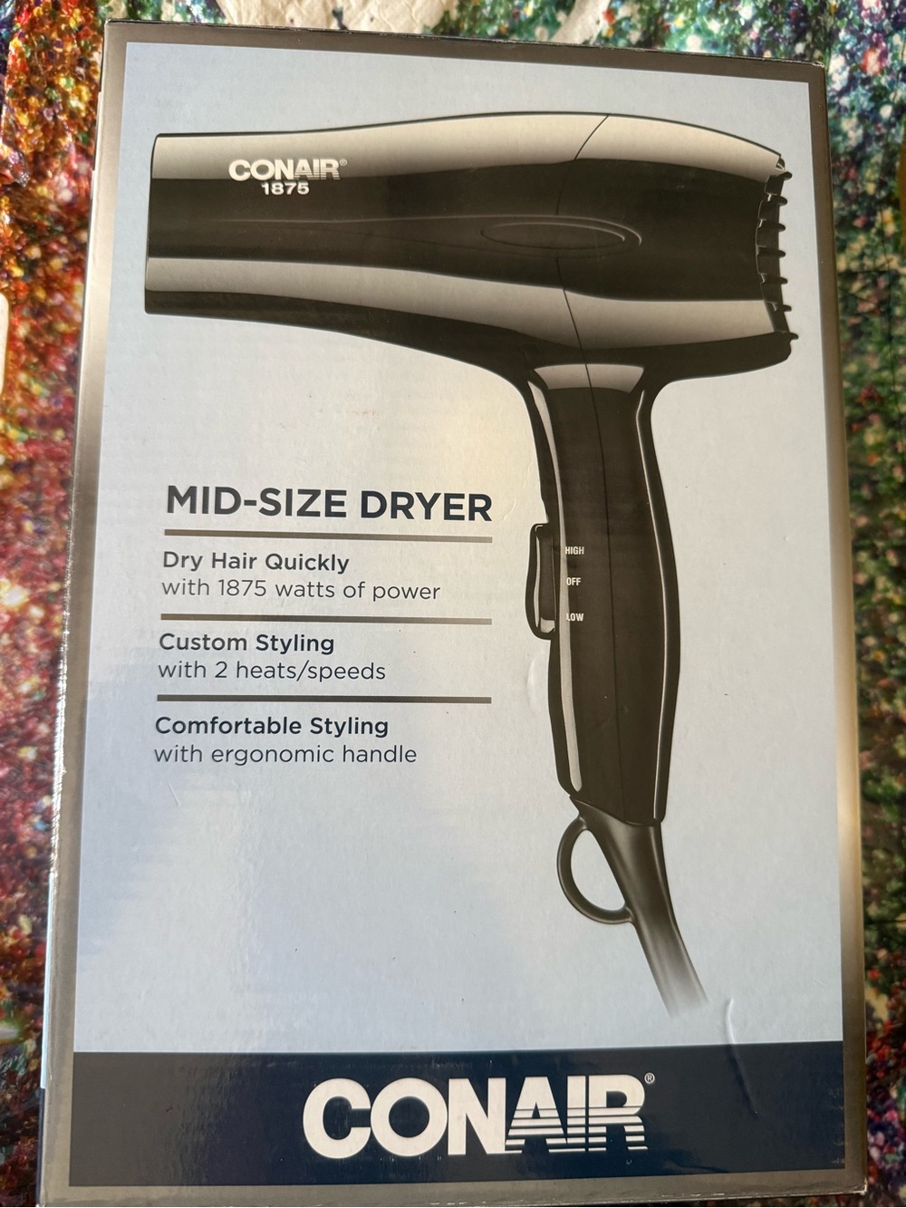 Conair 1875W Mid-Size Hair Dryer in Black